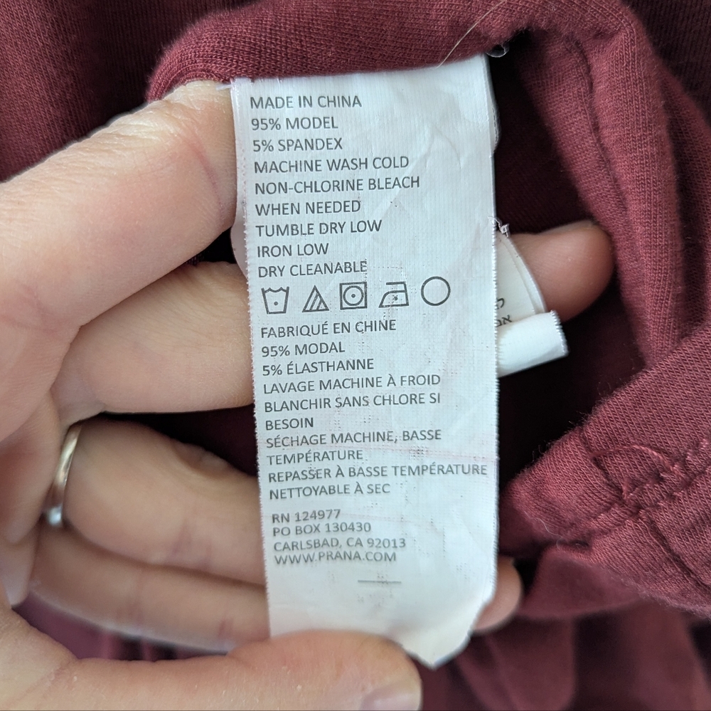 PrAna Women's Shayla Dress In Raisin Cap Sleeve Ruched Side Faux Wrap Size S - Picture 9 of 10